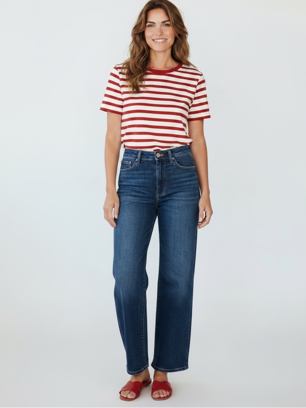 Judy Blue Dark Blue Stretch Wide Leg Ankle High-Rise Jeans
